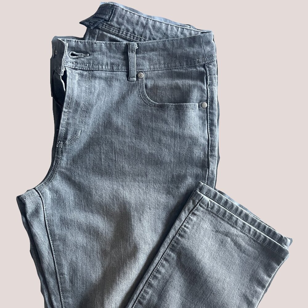 Additions by Chico's Women’s Gray Jeans with Rhinestone/Crystal detail on pocket